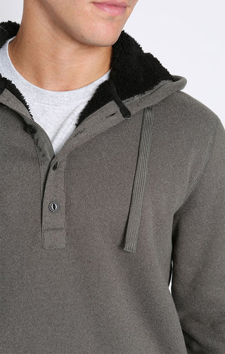 Sherpa Lined Ultra Soft Ribbed Hooded Henley - JACHS NY