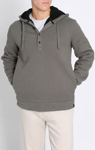 Sherpa Lined Ultra Soft Ribbed Hooded Henley - JACHS NY