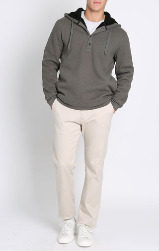 Sherpa Lined Ultra Soft Ribbed Hooded Henley - JACHS NY