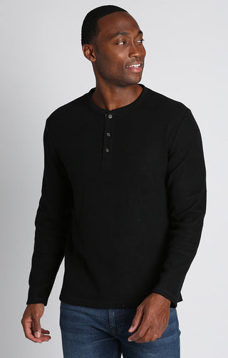 Brushed Waffle Fleece Henley - JACHS NY