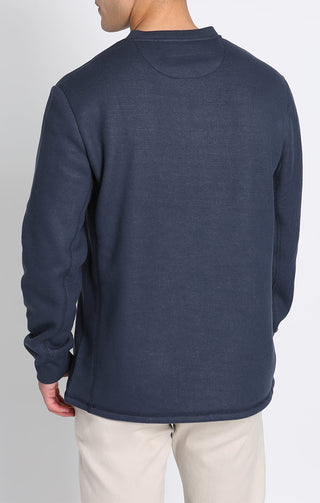 Sherpa Bonded Waffle Long Sleeve Henley - JACHS NY