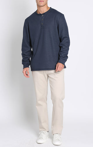 Sherpa Bonded Waffle Long Sleeve Henley - JACHS NY