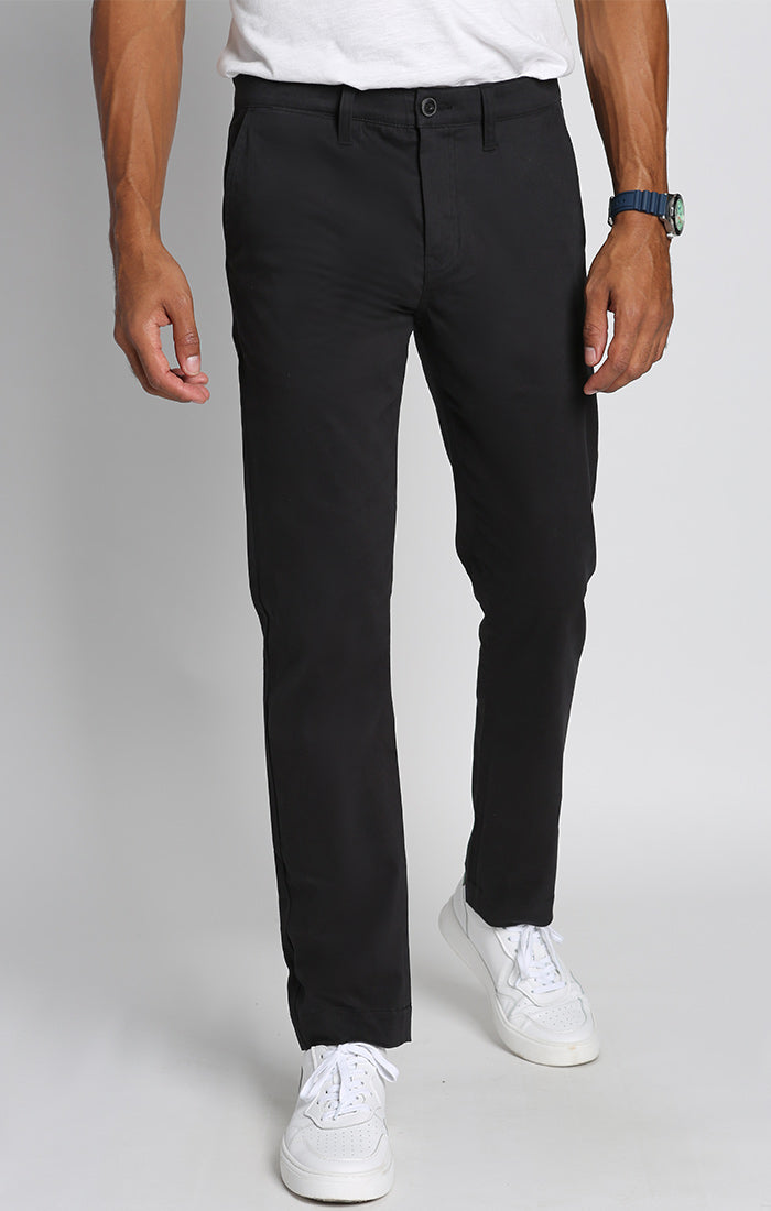 Black Bowie Straight Fit Stretch Sateen Chino Pant – JACHS NY