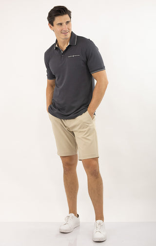 Charcoal Carlyle Luxe Interlock Polo - JACHS NY