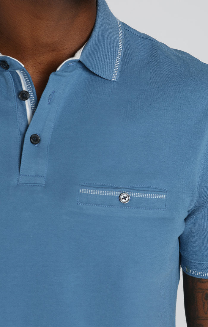 Blue Luxe Cotton Interlock Polo – JACHS NY