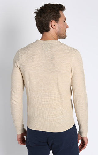 Mixed Stitch Waffle Sweater Henley - JACHS NY