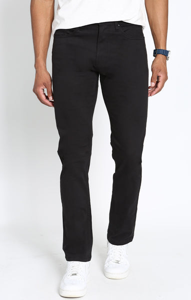 Black Straight Fit Stretch Sateen 5 Pocket Pant – JACHS NY