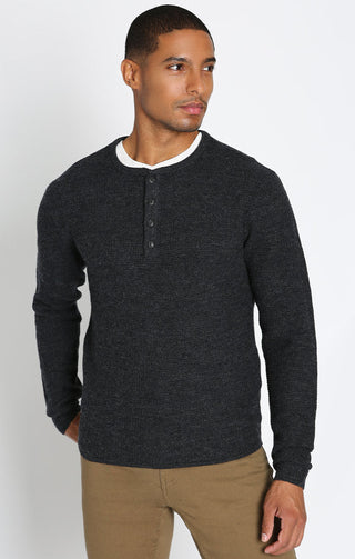 Merino Waffle Sweater Henley - JACHS NY