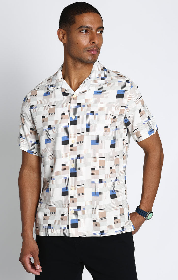 Block Print Rayon Short Sleeve Camp Shirt – JACHS NY