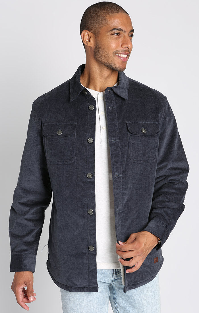 Navy Flannel Lined Stretch Twill Shirt Jacket – JACHS NY