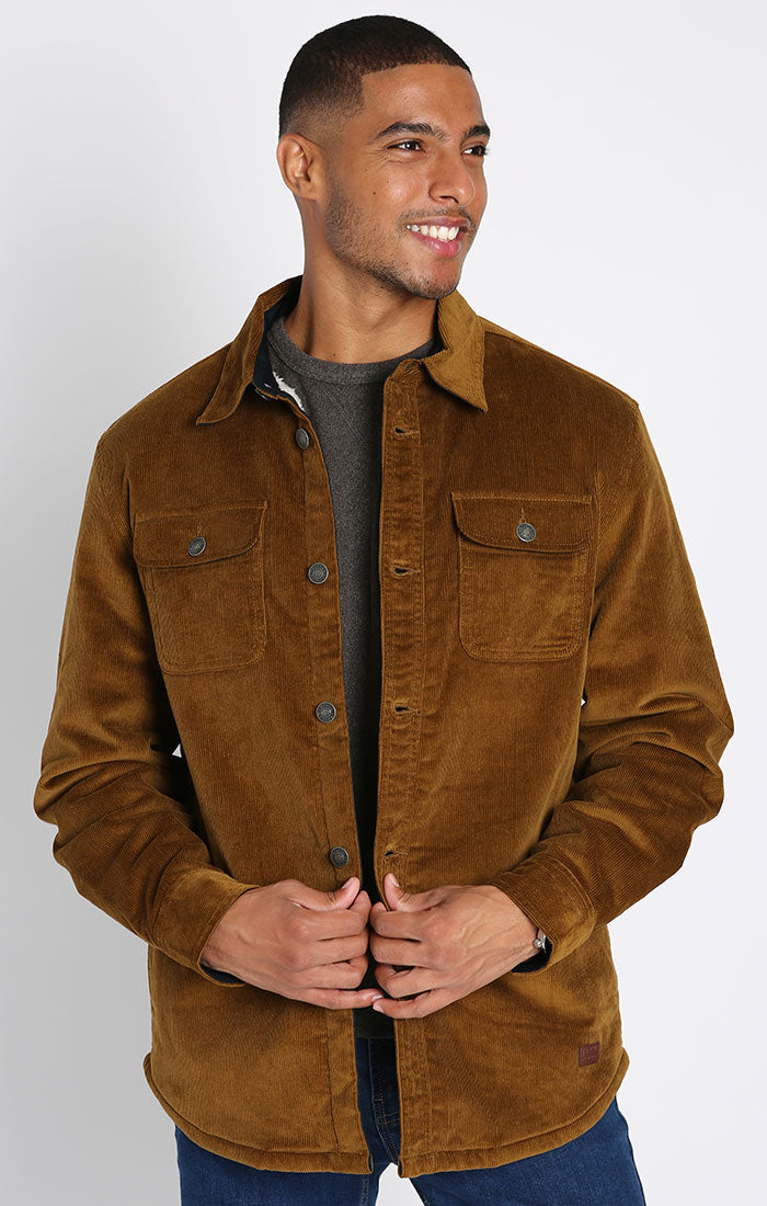 Khaki Sherpa Lined Corduroy Shirt Jacket – JACHS NY