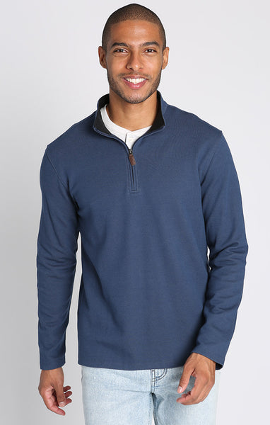 Blue Quarter Zip Cotton Modal Pullover