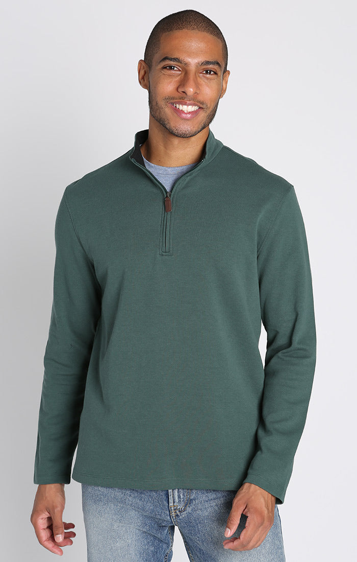 Green Quarter Zip Cotton Modal Pullover – JACHS NY