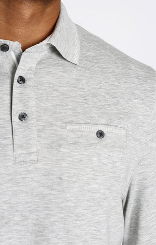 Luxe Cotton Interlock Long Sleeve Polo - JACHS NY