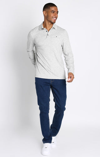 Luxe Cotton Interlock Long Sleeve Polo - JACHS NY