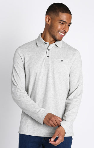 Luxe Cotton Interlock Long Sleeve Polo - JACHS NY