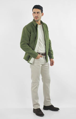 Green Sherpa Bonded Polar Fleece Shirt Jacket - JACHS NY