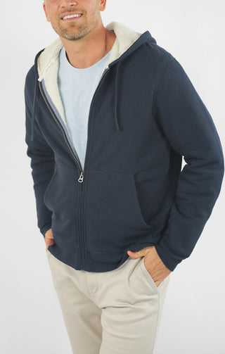 Recycled Jacquard Sherpa Lined Full Zip Hoodie - JACHS NY