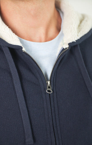 Recycled Jacquard Sherpa Lined Full Zip Hoodie - JACHS NY