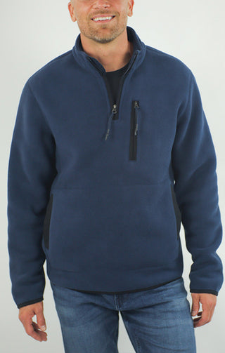 Quarter Zip Sherpa Lined Polar Fleece Pullover - JACHS NY