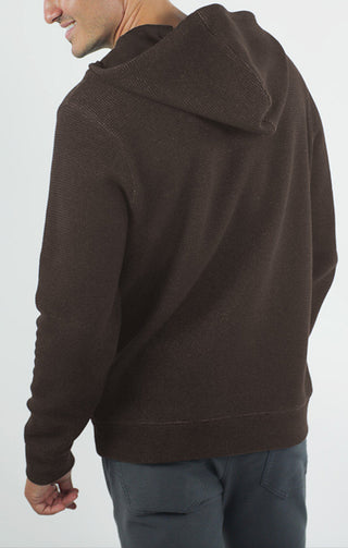 Doubleface Mesh Hooded Henley Pullover - JACHS NY