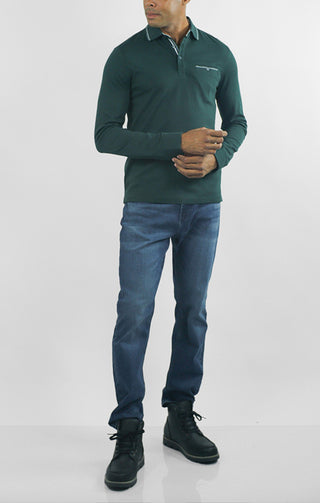 Luxe Cotton Long Sleeve Polo Shirt - JACHS NY