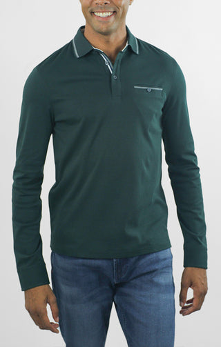 Luxe Cotton Long Sleeve Polo Shirt - JACHS NY