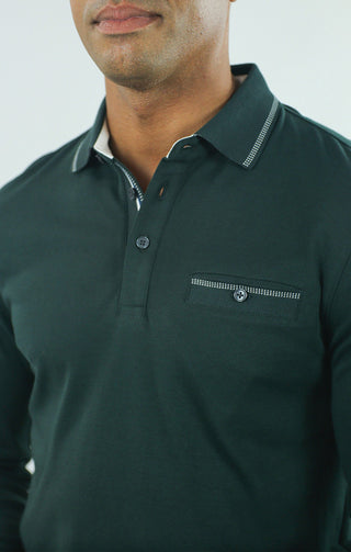 Luxe Cotton Long Sleeve Polo Shirt - JACHS NY