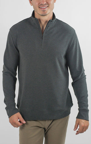 Quarter Zip Dongan Ultra Soft Stretch Ribbed Pullover - JACHS NY