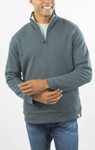 Recycled Jacquard Sherpa Lined Quarter Zip Pullover - JACHS NY