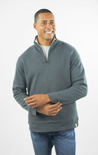 Recycled Jacquard Sherpa Lined Quarter Zip Pullover - JACHS NY