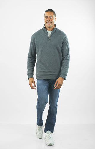 Recycled Jacquard Sherpa Lined Quarter Zip Pullover - JACHS NY