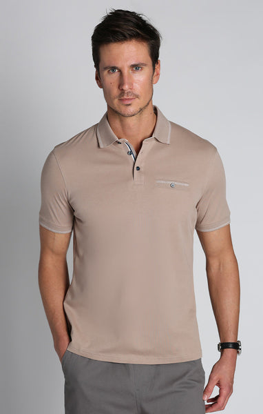 Tan Luxe Cotton Interlock Polo Shirt – JACHS NY