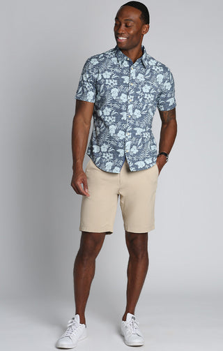 Print Stretch Poplin Short Sleeve Shirt - JACHS NY