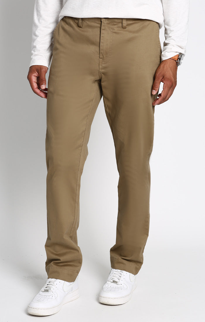 Khaki Bowie Straight Fit Stretch Sateen Chino Pant – JACHS NY