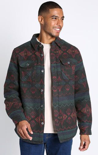 Wool Blend Patterned Shirt Jacket - JACHS NY