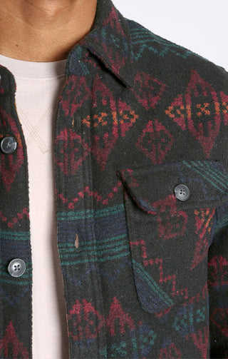 Wool Blend Patterned Shirt Jacket - JACHS NY