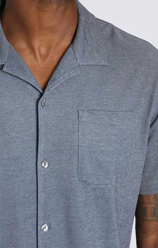 Short Sleeve Knit Oxford Camp Shirt - JACHS NY