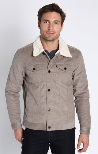 Stretch Corduroy Sherpa Lined Trucker Jacket - JACHS NY