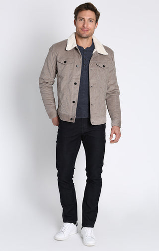 Stretch Corduroy Sherpa Lined Trucker Jacket - JACHS NY