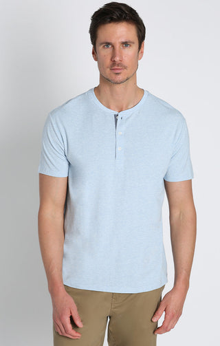 Stretch Pima Blend Short Sleeve Henley - JACHS NY