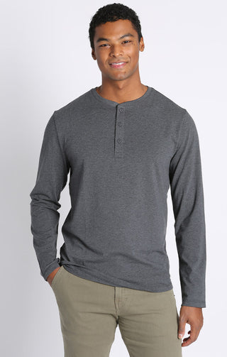 Cotton Modal Blend Long Sleeve Henley - JACHS NY