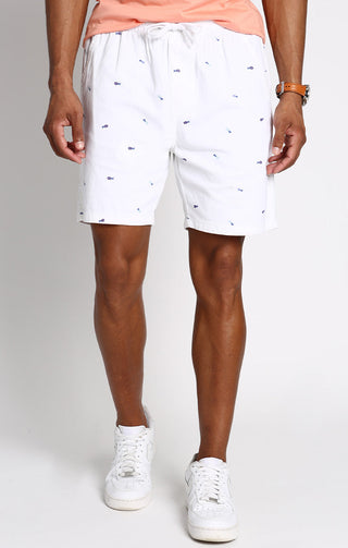 Print Stretch Twill Pull On Dock Short - JACHS NY