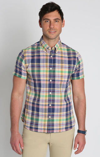 Plaid Madras Short Sleeve Shirt - JACHS NY