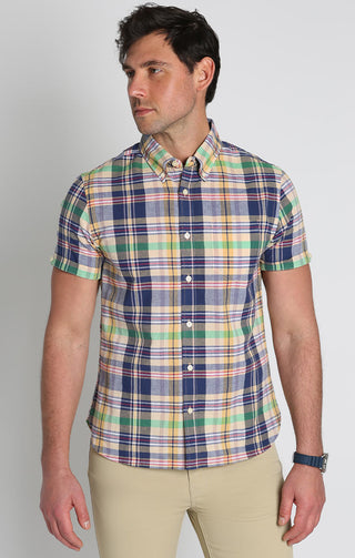 Plaid Madras Short Sleeve Shirt - JACHS NY