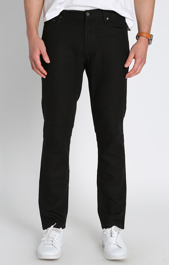 Black Straight Fit 5 Pocket Linen Pant – JACHS NY