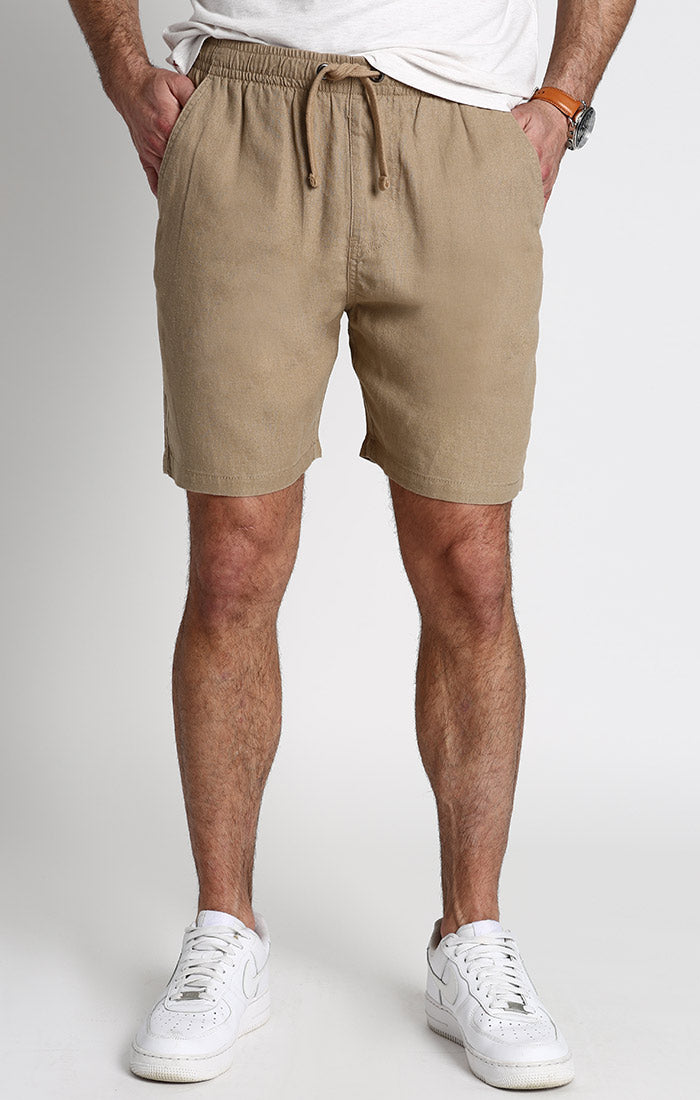 Regular Fit Linen-blend shorts