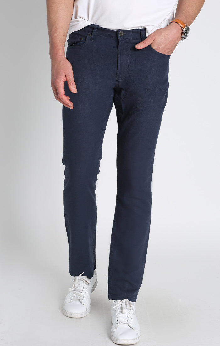 Indigo Straight Fit 5 Pocket Linen Pant – JACHS NY