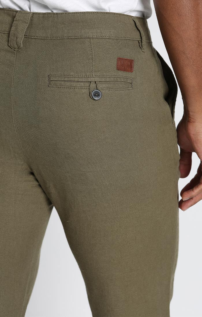 Fit – Straight NY Chino Pant Linen Olive Blend JACHS