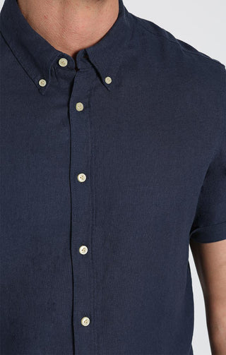 Linen Blend Short Sleeve Shirt - JACHS NY